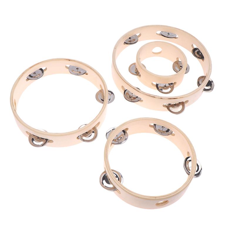 4/6/7/8/10-дюймовые ручные барабаны, игрушки, образование, музыкальный инструмент Орфа, бубен, колокольчик с ручкой, однорядный деревянный бубен с кольцами