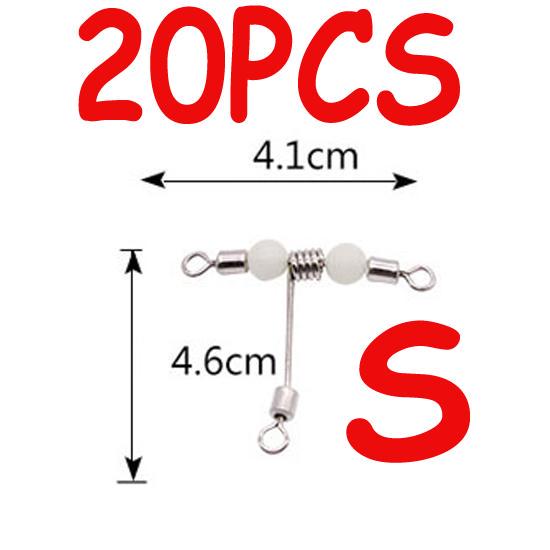 20pcs Luminous Beads /Swivel / 3-Way T Shape Stainless Wire Arms Fish Rig Branch Balance Fishing Tackle Accessories
