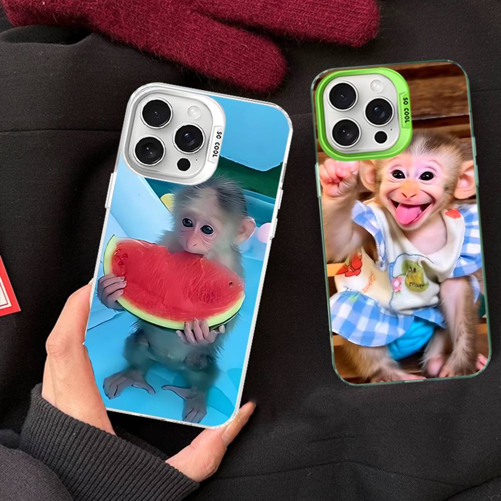 Милый забавный чехол-обезьянка для iPhone 17 16 15 14 13 Pro 12 11 Pro Max PLUS Цветная задняя крышка