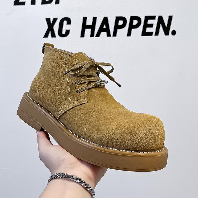 2024 зимние новые ботинки Martin мужские высокие с большой головой бархатные уличные ретро-ботинки с толстой подошвой с усилением 4728-A