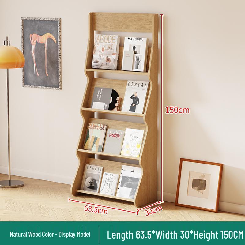 Floor-Standing Bookshelf & Magazine Display Rack