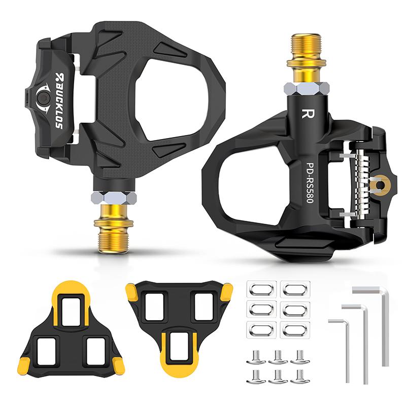 BUCKLOS Road Bike Pedal Platform Ultralight Clipless Bicycle Pedal for SPD SL Cycling Pedals Footrest with Cleats Bicycle Parts