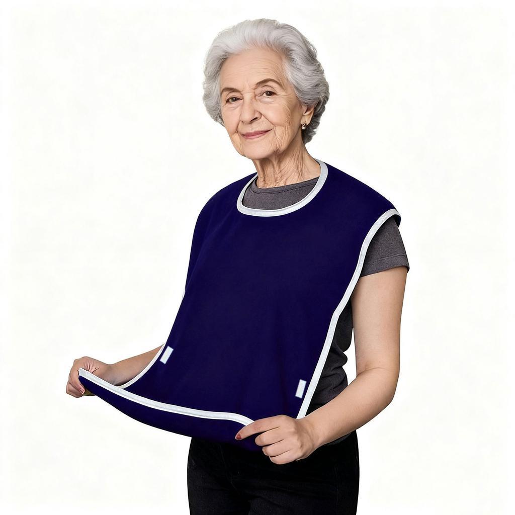 Rehabilitation bib for the elderly, anti fouling dietary cloth, adjustable, with pockets, food receiving, elderly care, meal assistance