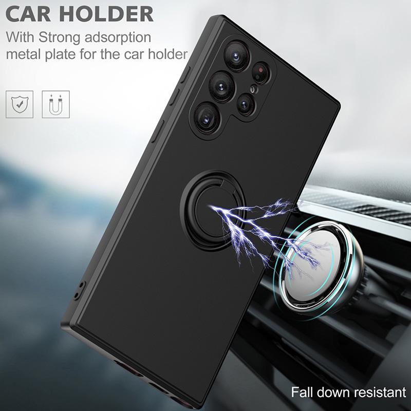 With Ring Holder Phone Case for Samsung Galaxy S24 Ultra S23 S22 S21 Plus A13 A52 A53 A54 TPU Soft Back Cover