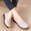 Women's Genuine Leather Slip-On Shoes with Cowhide Soles - Comfortable, Non-Slip Flats for Middle-Aged and Elderly.