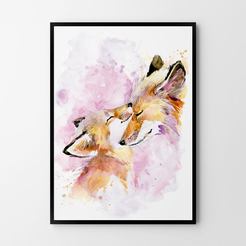 Плакат лиса лиса семья лис