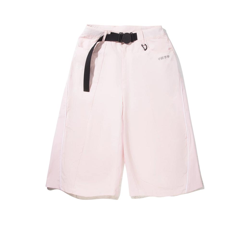 Li Ning X Pokemon Collaboration Simple Fashion Comfortable Mid Waist Versatile Loose Seven Point Casual Shorts Women Shorts AKQV068-2