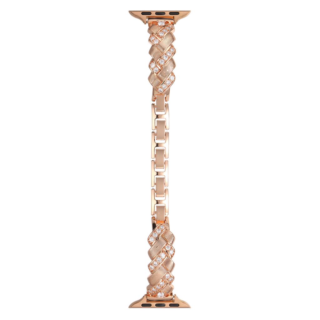 Copper Watch Strap for Apple Watch Series 11 10 42mm/9 8 7 41mm/SE3 SE2 SE 6 5 4 40mm/3 2 1 38mm Wheat Ear Zircon Bracelet Band