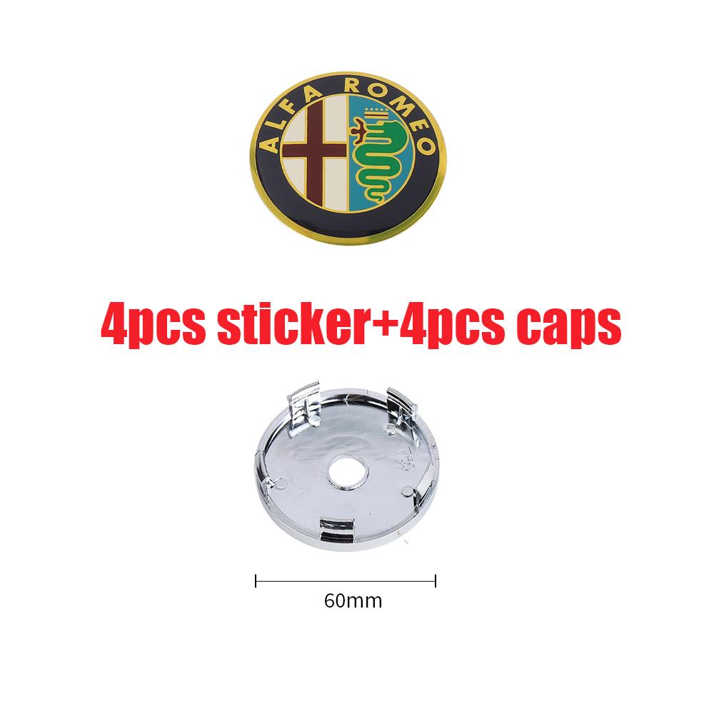 OUVKF1 4Pcs For Alfa Romeo Giulietta 147 Giulia Spider GT MiTo Stelvio 159 TZ3 Car Wheel Center Hub Caps Sticker Badge Tire Rim Covers