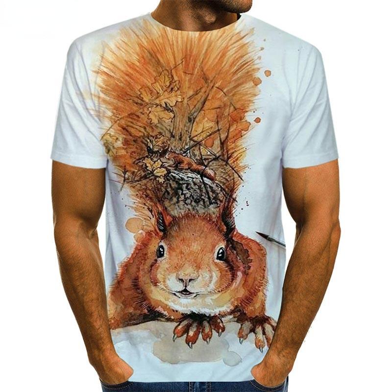 Men's Squirrel T Shirt 3D Print Shirt Animal Graphic Tees Lovely Pattern Tops Men/Women Cute Puppy Face Tee Funny Pet T-shirt