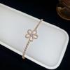 Gold Silver Zircon Flower Bracelet Five Petal Flower Korean Ins Hand Bracelet  Couple Gift