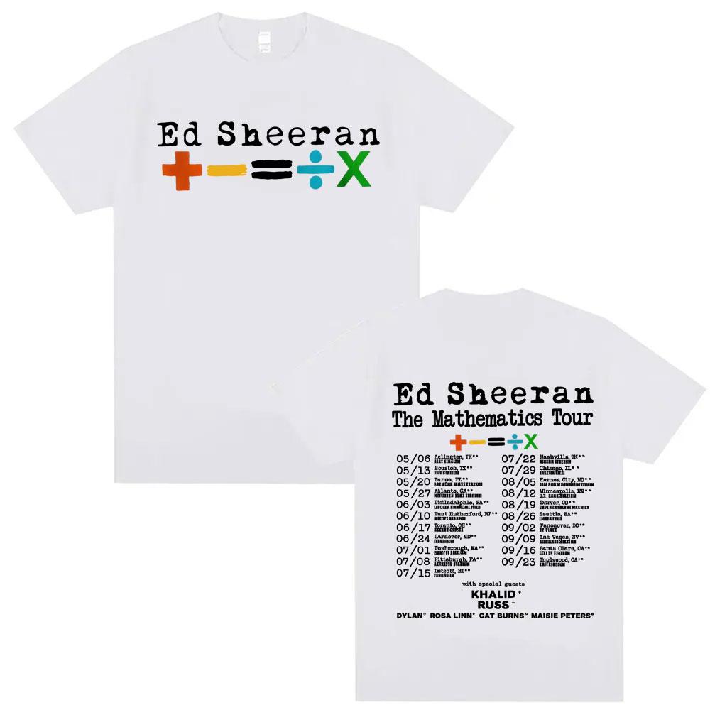 2026 Лето Ed Sheeran Математический Тур Графическая Мужская Женская Харадзюку Ретро 90-х Хип-Хоп 100% Чистый Хлопок Печатная Футболка