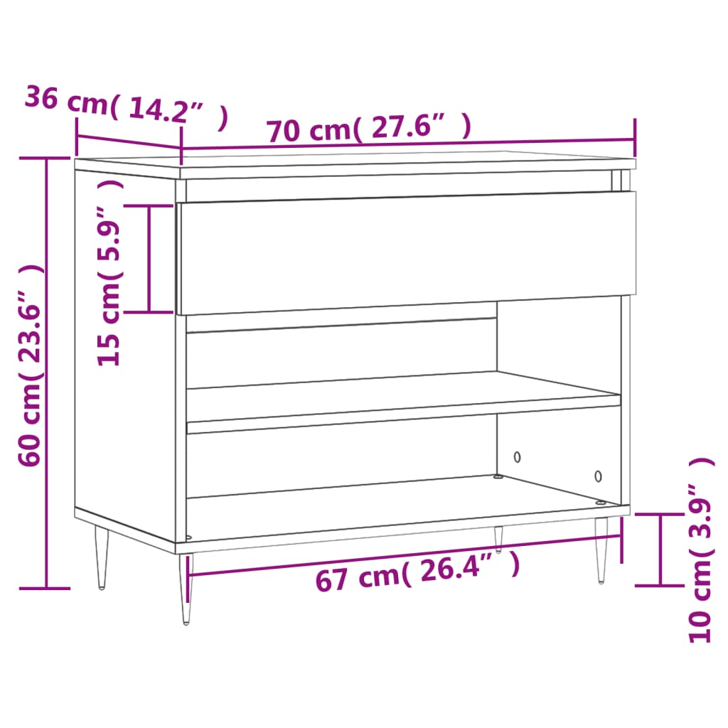 Shoe Rack White 70 x 36 x 60 cm Engineered Wood