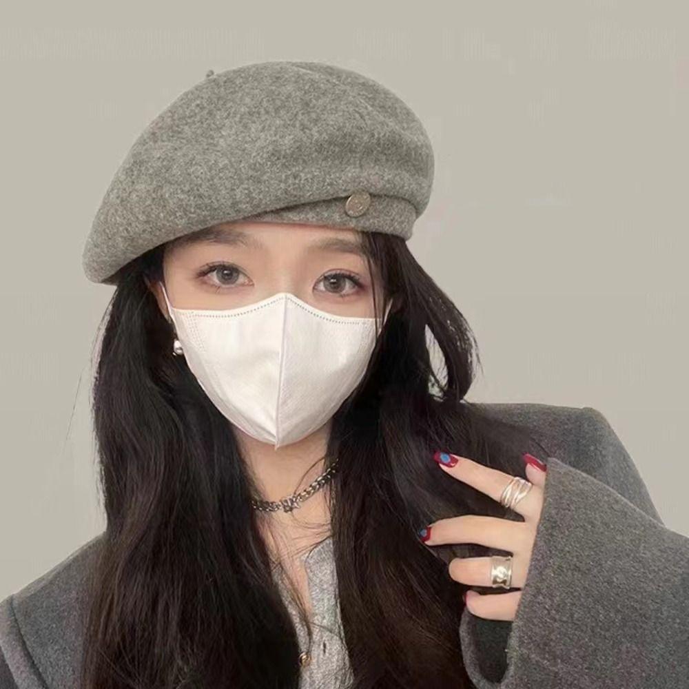 Британский стиль Шерстяной берет Шерстяная ретро шляпа художника Модная восьмиугольная шляпа Уличная