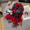 100% Wool Women Winter Scarf Plaid Long Warm Cashmere Scarves Hijab Lady Shawl Wrap Pashmina Bandana Head Scarves Poncho Stoles