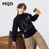 MQD Kids' Warm Mock Neck Cartoon Letter Pullover Sweater