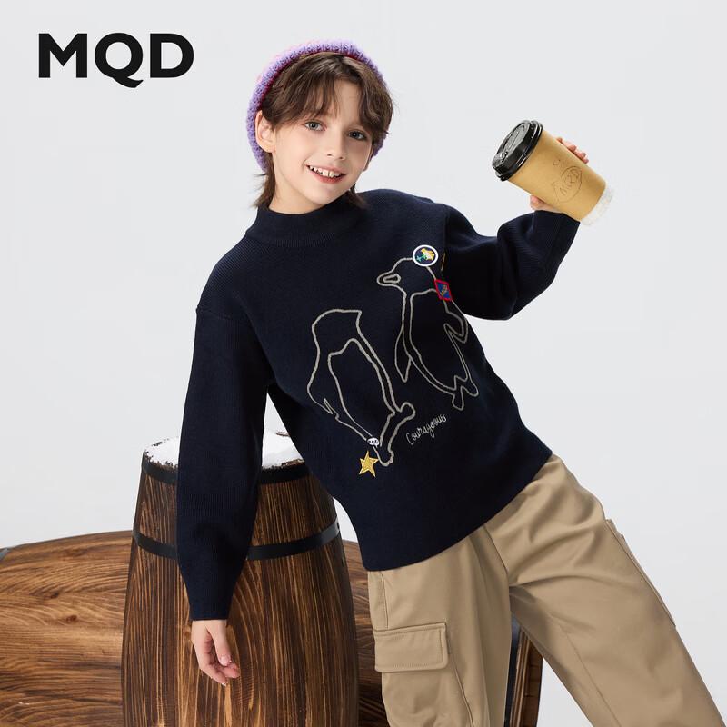 MQD Kids' Warm Mock Neck Cartoon Letter Pullover Sweater