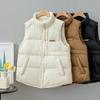 Европейский стандарт кожи пуховой жилет женский короткий новый свободный жилет с воротником-стойкой белый пуховый жилет жилет куртка