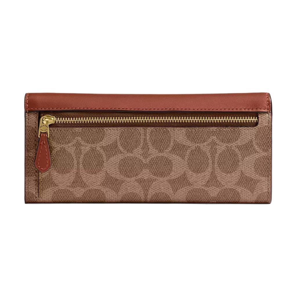 COACH Coated Canvas With Calfskin Wallet Regular Women's Brass & Charcoal CAT55-B4XHG