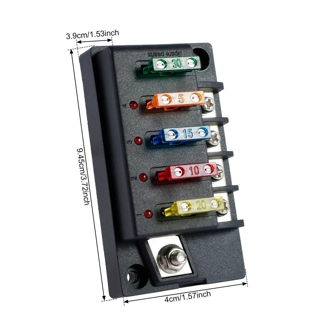 12V Fuse Block 4/6 Circuits Waterproof Marine Fuse Panel Relay Box Kit with LED Indicator Damp-Proof Cover for Car RV Truck Boat