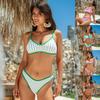 Пляжный отпуск купальник сексуальный бикини купальник женский трехточечный купальник треугольные плавки тонкая строчка в различных цветах пляжная одежда