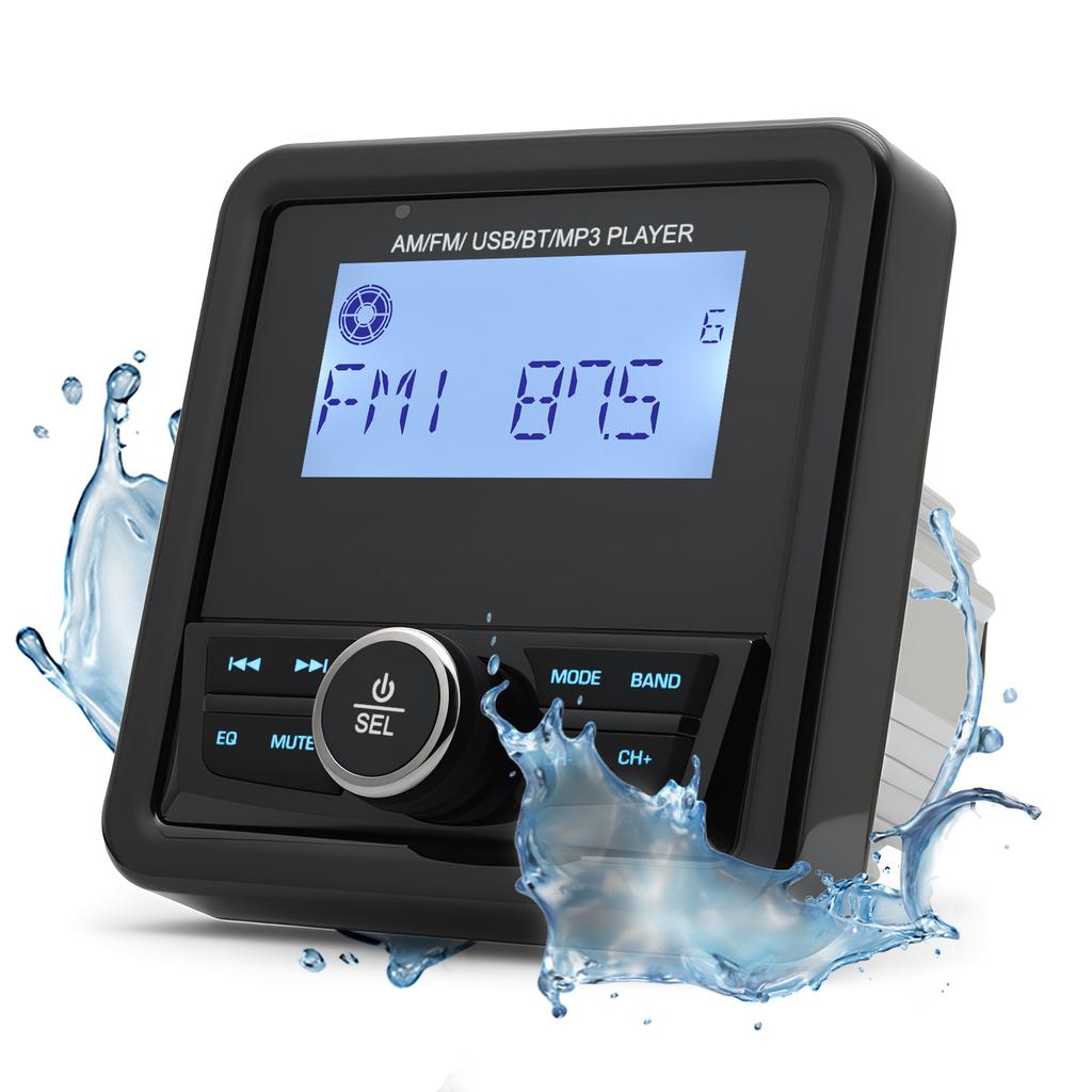 Морская Радиостанция Лодочная Стереосистема Совместимая с Bluetooth FM AM Цифровой Медиа Аудио Плеер Водонепроницаемый Для Яхты Квадроцикла UTV Гольф-кара Мотоцикла