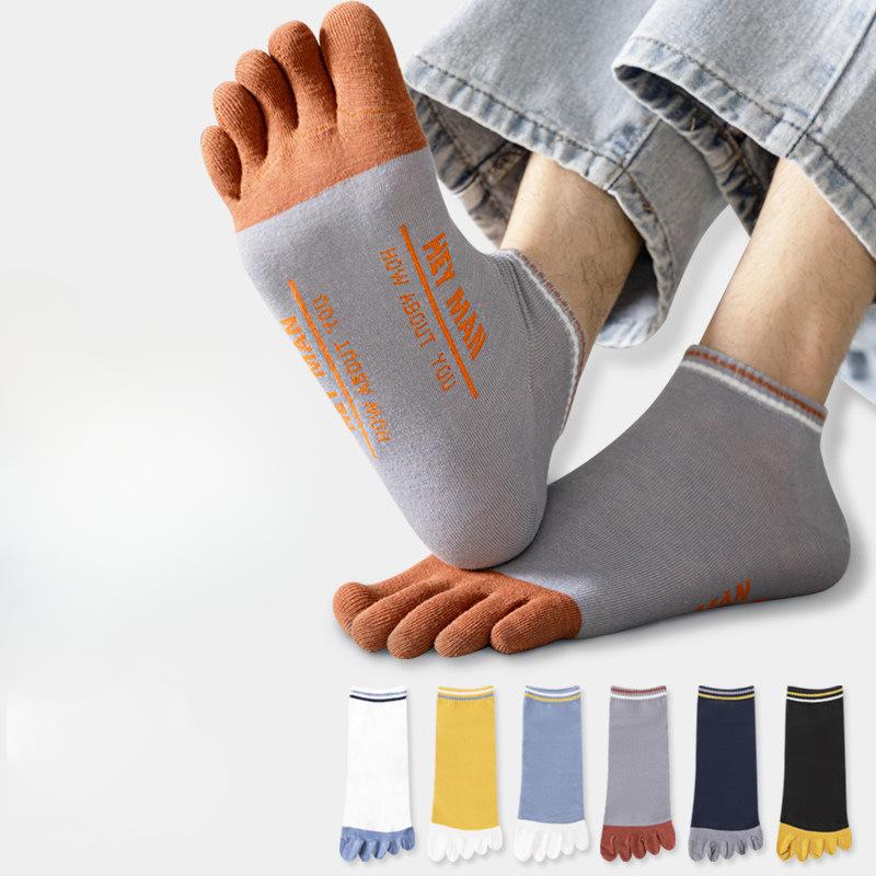 Five-finger Socks, Men's Cotton Socks, Mid-calf Socks, Breathable and Sweat-absorbing Toe Socks, Summer Thin Anti-athlete's Foot Short Socks