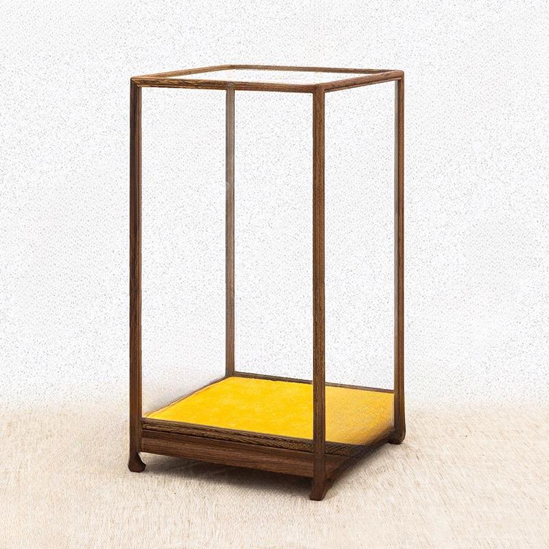 Rosewood Glass Treasure Cage for Guanyin and Buddha Statues – Custom Dustproof Display Box Ornament