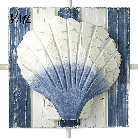 Bathroom Wall Art Decor 3D Beach Wooden Frame Art, Coastal Style Starfish/Conch/Shell Decor, Ocean House Ornaments Inspired Mount for Bedroom