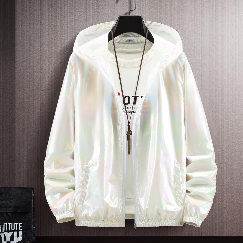 Летняя цветная светоотражающая солнцезащитная одежда для мужчин и женщин, ультратонкая куртка Ice Silk для пар, модная градиентная куртка