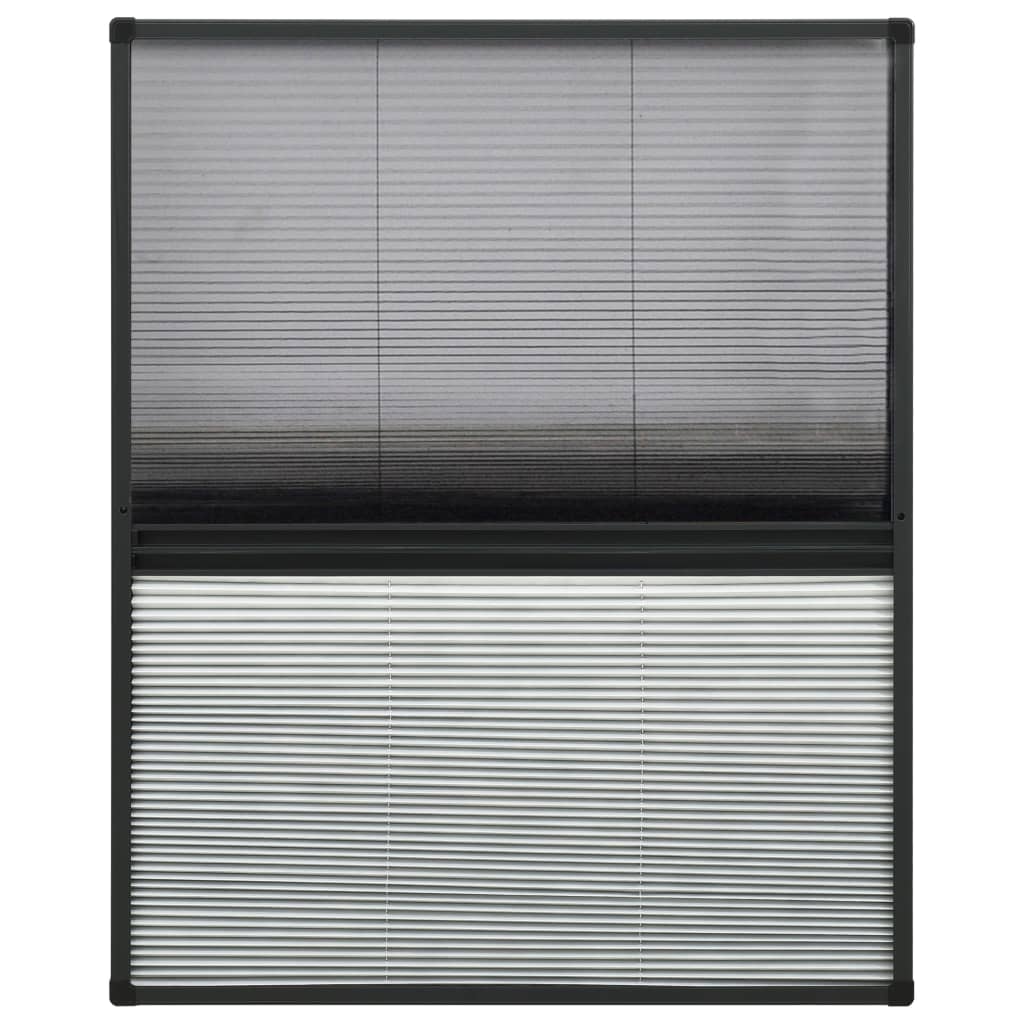 Insect Protection Pleated Blind for Windows Aluminum Frame 80 x 100 cm with Integrated Roller Blind