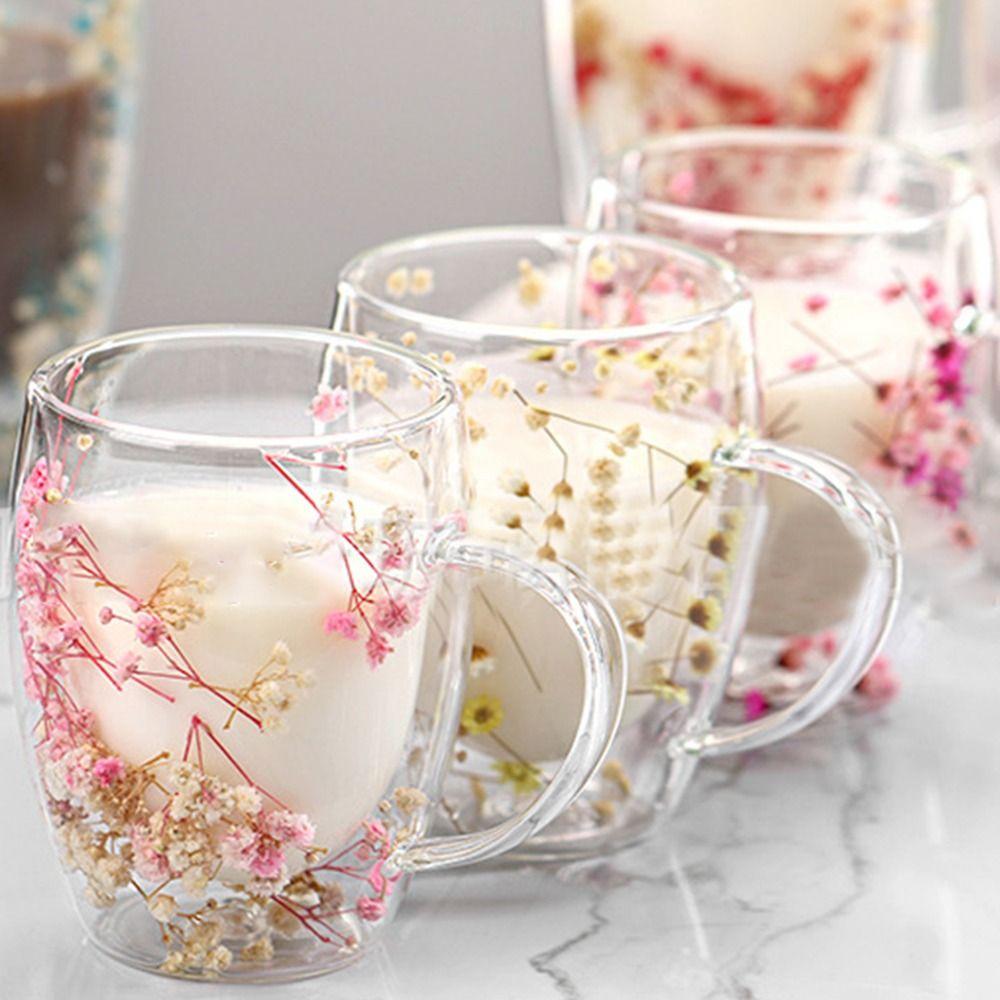 Гипсофила Сухоцветы Стеклянные Кружки Термостойкая Цветочная Чашка Двустенная Стеклянная Кружка Дом&Офис