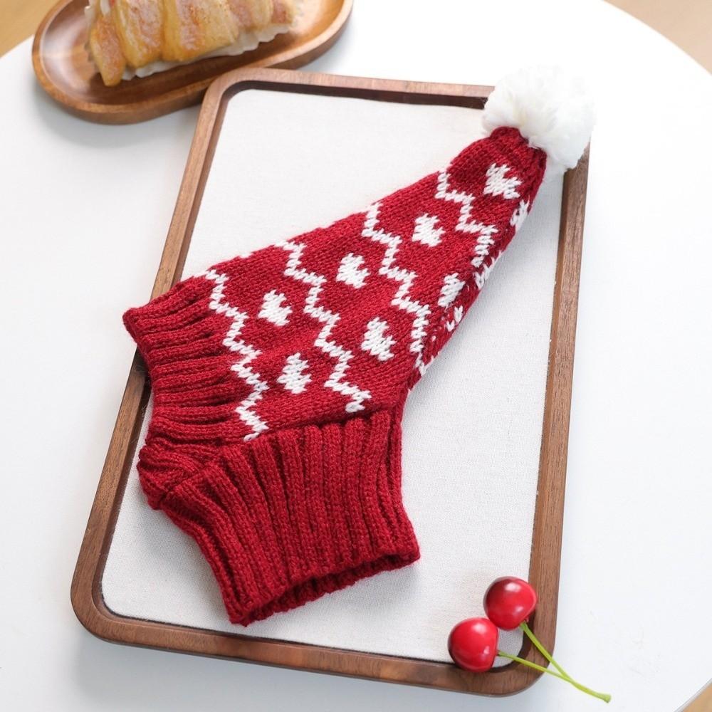 Red Pet Headwear Soft Cat Decorative Hat Christmas Pet Hat Christmas Dog Knitted Hat Christmas