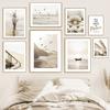 Wall Art Print Sunrise Beach Walk Birds Palm Leaf Reed Boat Pearl Canvas Painting Nordic Poster Decor Pictures For Living Room