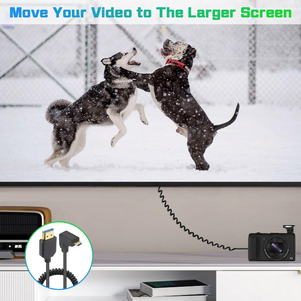 Duttek Micro HDMI to HDMI 90 градусов L-типа Адаптер-конвертер Micro HDMI to HDMI 48 Гбит/с Micro HDMI с поддержкой Dynamic HDR для камеры, видео, HD-звонков