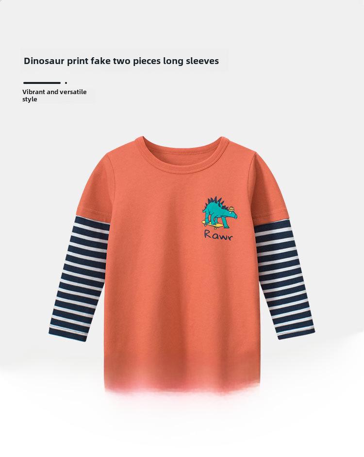 27kids 2025 Весна Корейская футболка для мальчиков с длинными рукавами: Новая детская повседневная одежда