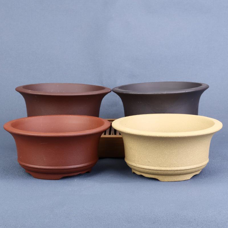 Zisha Ceramic Succulent Bonsai Pot - Acorus Calamus Flower Vase for Office Desk Decor