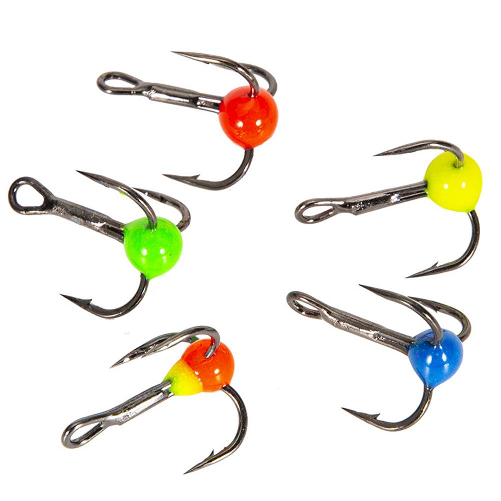 10 Pcs/box High Carbon Steel Mini Head Hook Colorful 3-claw Winter Ice Fishing Fishhook Outdoor Fishing Tackle 6# 8# 10#