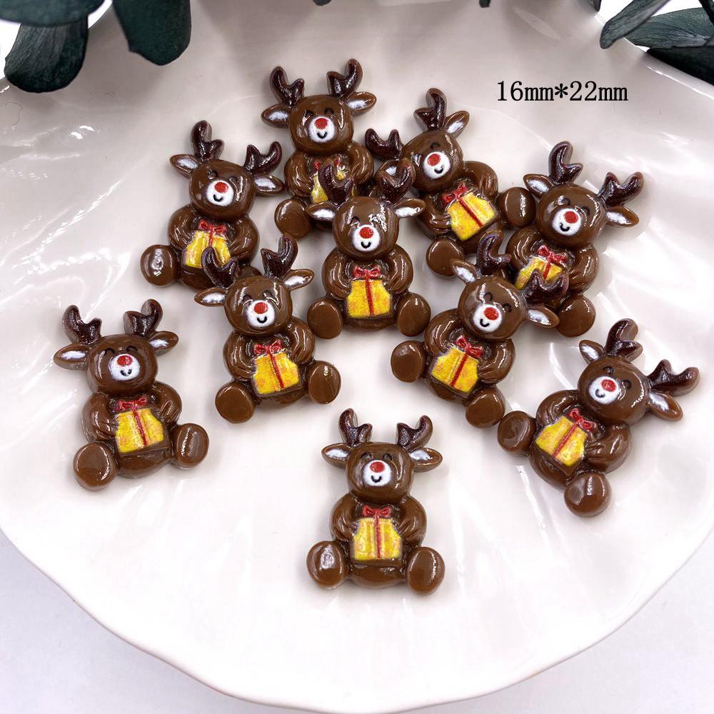 Красочные рождественские комбинированные фигурки из смолы с плоской спинкой, мультяшные фигурки, узор, сделай сам, скрапбук, художественный материал, орнамент