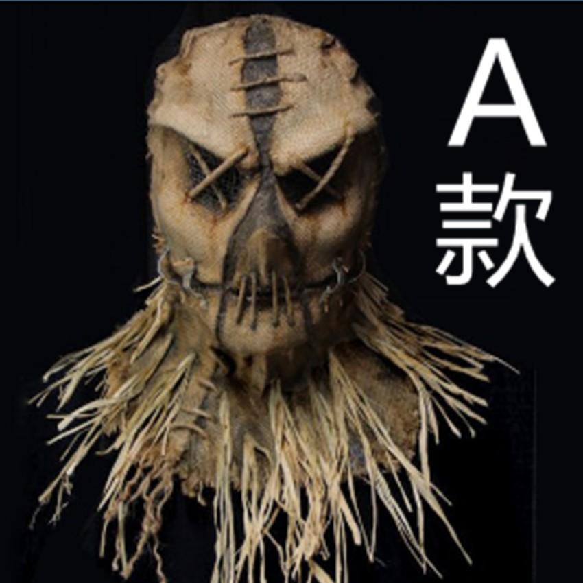 New Scary Scarecrow Halloween Mask Latex Premium Scarecrow Headgear Sack Ghost Head