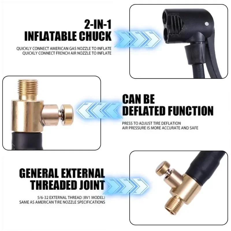 Зажим для накачивания шин автомобиля, удлинитель для воздушного насоса, адаптер 2 в 1, инструмент для ремонта шин автомобиля, может спускать воздух, соединитель для шланга, аксессуары