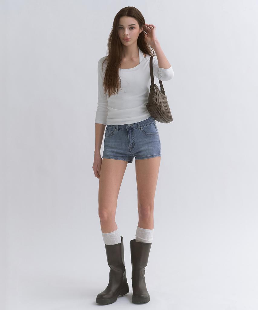 MUSINSA STANDARD WOMAN Women'S Micro Denim Shorts [Light Indigo]