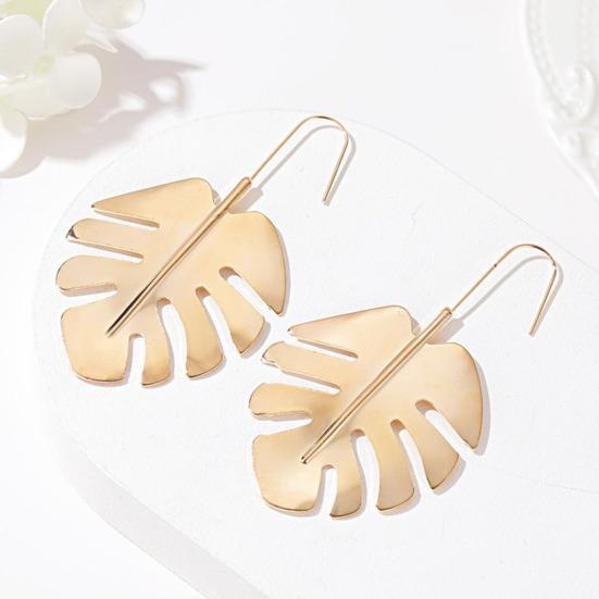 Женские полые большие листья подорожника, длинные висячие серьги-крючки из сплава, ювелирные изделия в подарок