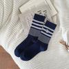 Осенне-зимние полосатые вышитые носки до середины икры с мультяшным щенком для девочек