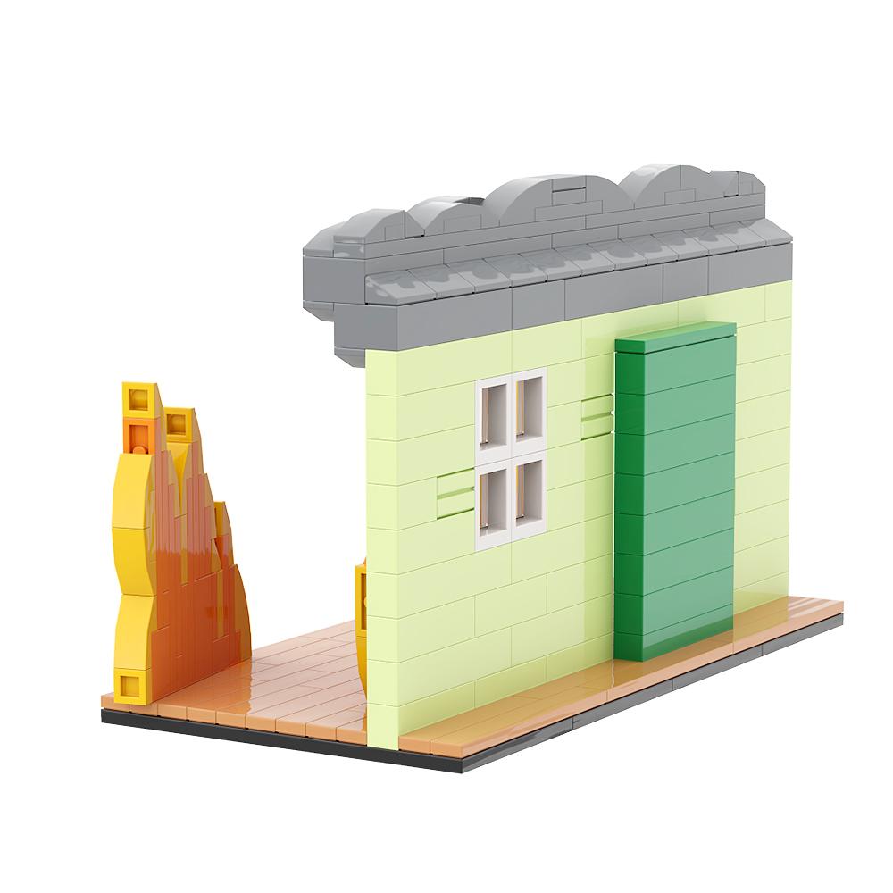 Gobricks MOC Мем This Is Fine Виньетка Набор кубиков Аниме Мультфильм Гончая Огненный Стул Комические Животные Креативность Подарок