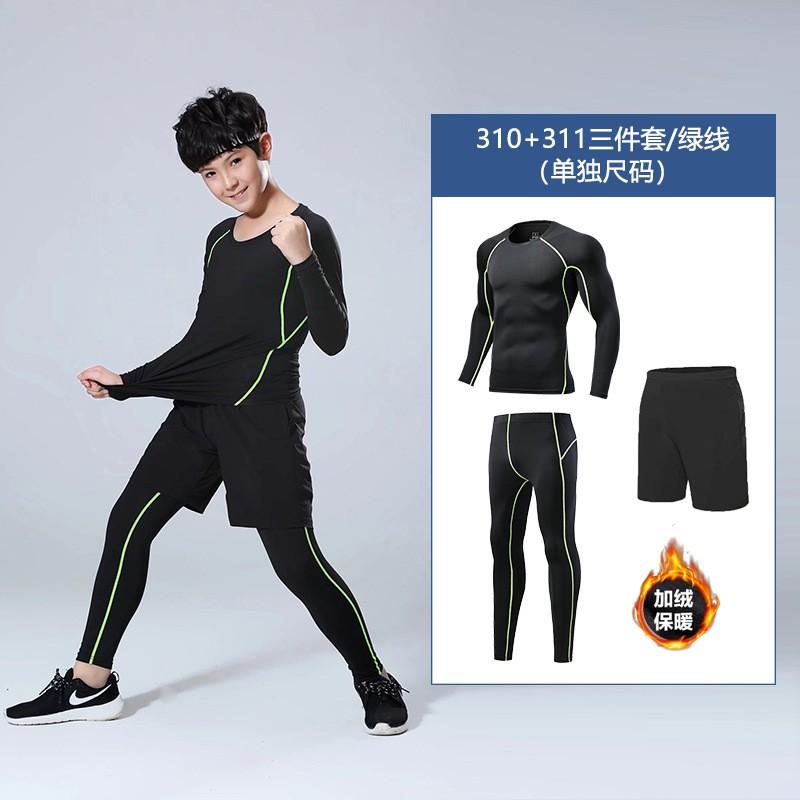 Kids Boys Athletic Compression Set Quick Dry Running Gym Workout Suit Basketball Soccer Training