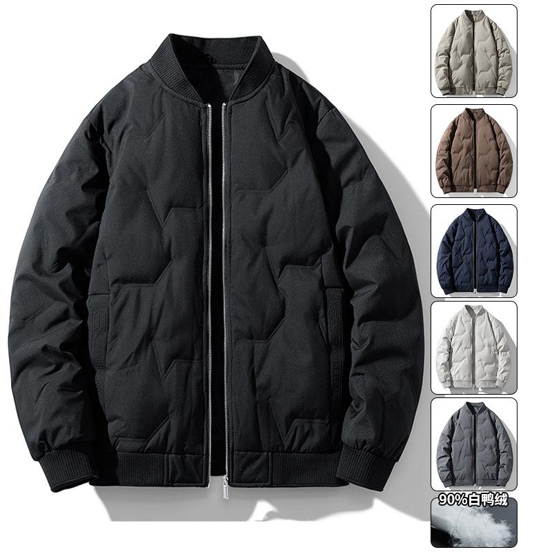 Down Jacket Men's Winter New Fashion Fashion Stand Collar Loose Light and Warm Casual Bread Jacket Trendy Brand Men's Clothing