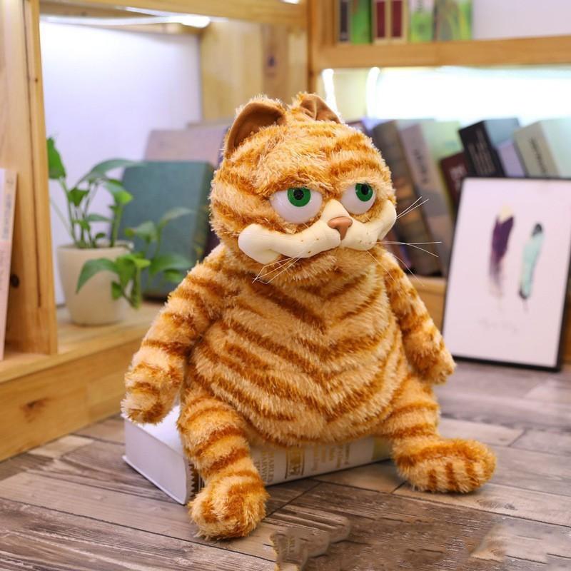 Non-Toxic Fat Orange Plush Cat Stuffed Animals Toy Lifelike Yellow Tabby Cat Kitty Toy For Children And Children Xmas Birthday