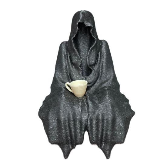 Halloween Black Robe Ornament Spooky Gothic Grim Reaper Figurine Statue Sculpture Holiday Party Home Office Desktop Decoration