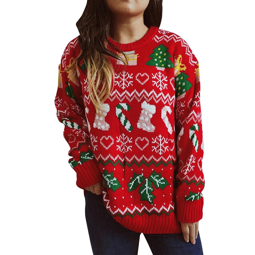 Women's Autumn/Winter Fashion Christmas Sweater Round Neck Long Seeve Sweater
